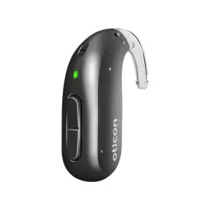 Oticon Intent hearing aid in Diamond Black