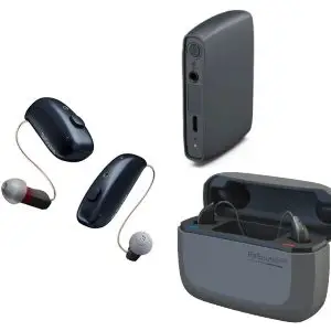 resound vivia hearing aid bundle with tv streamer and premium charger case